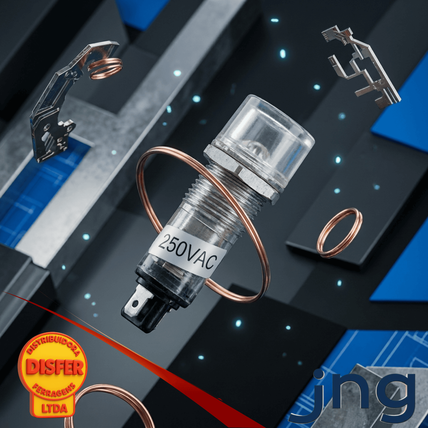 Sinaleiro 220V Olho de boi branco jng-