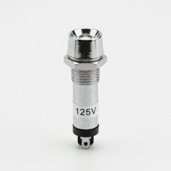 Sinaleiro Metálico Olho de Boi Branco 8mm 110V - Metaltex