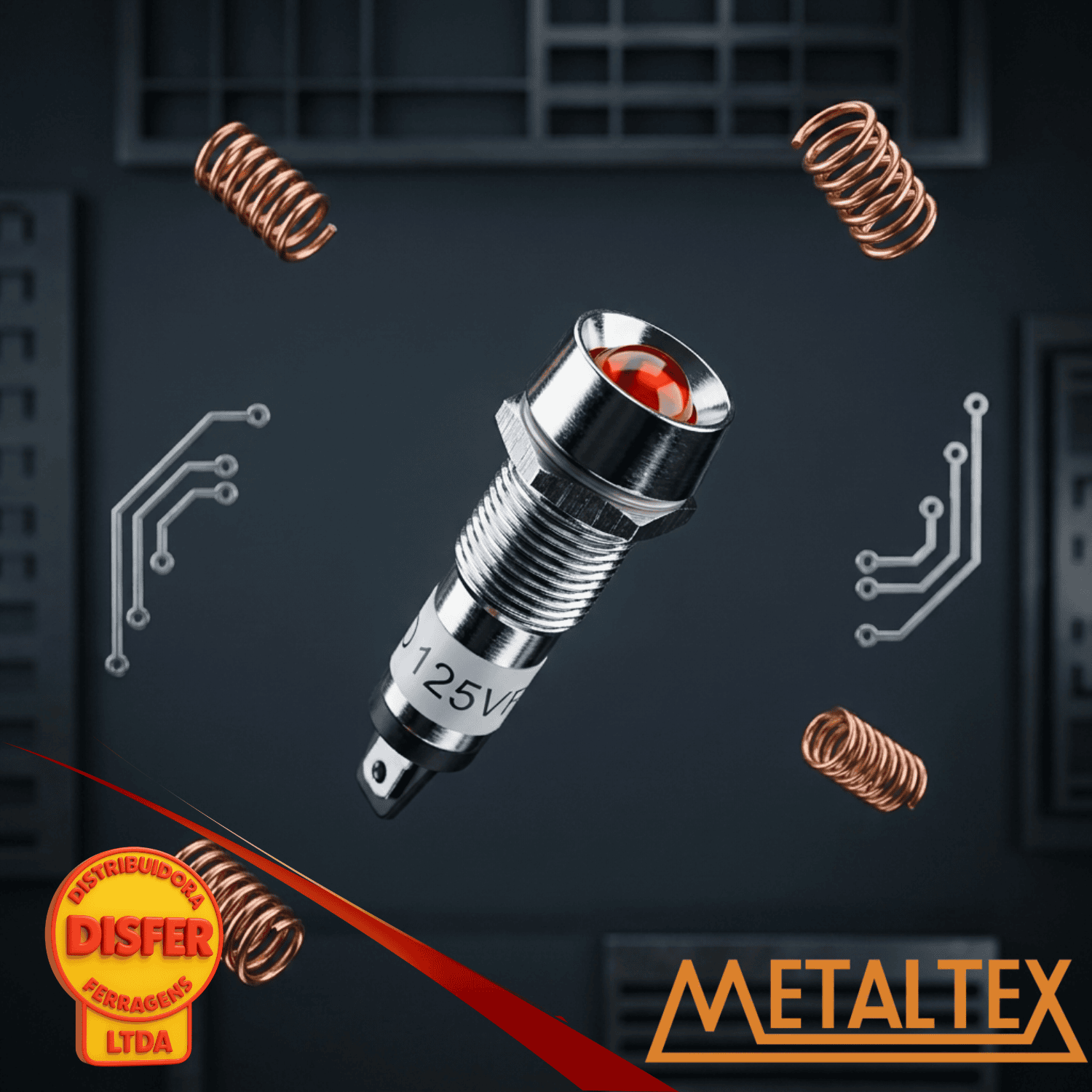 Sinaleiro Metalico 8mm 110V vermelho-