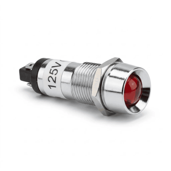 Sinaleiro Metálico Olho de Boi Vermelho 8mm 110V - Metaltex