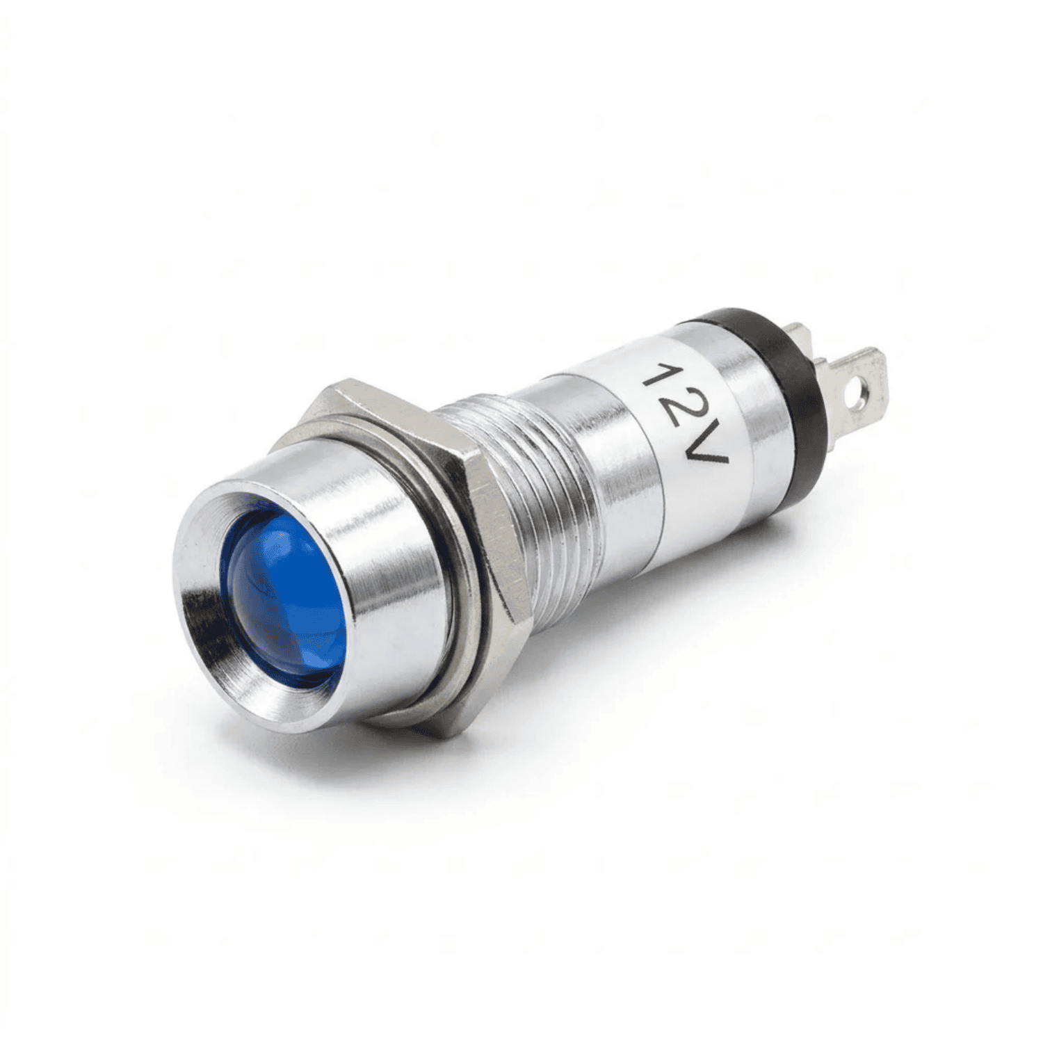 Sinaleiro Metalico 8mm 12V azul