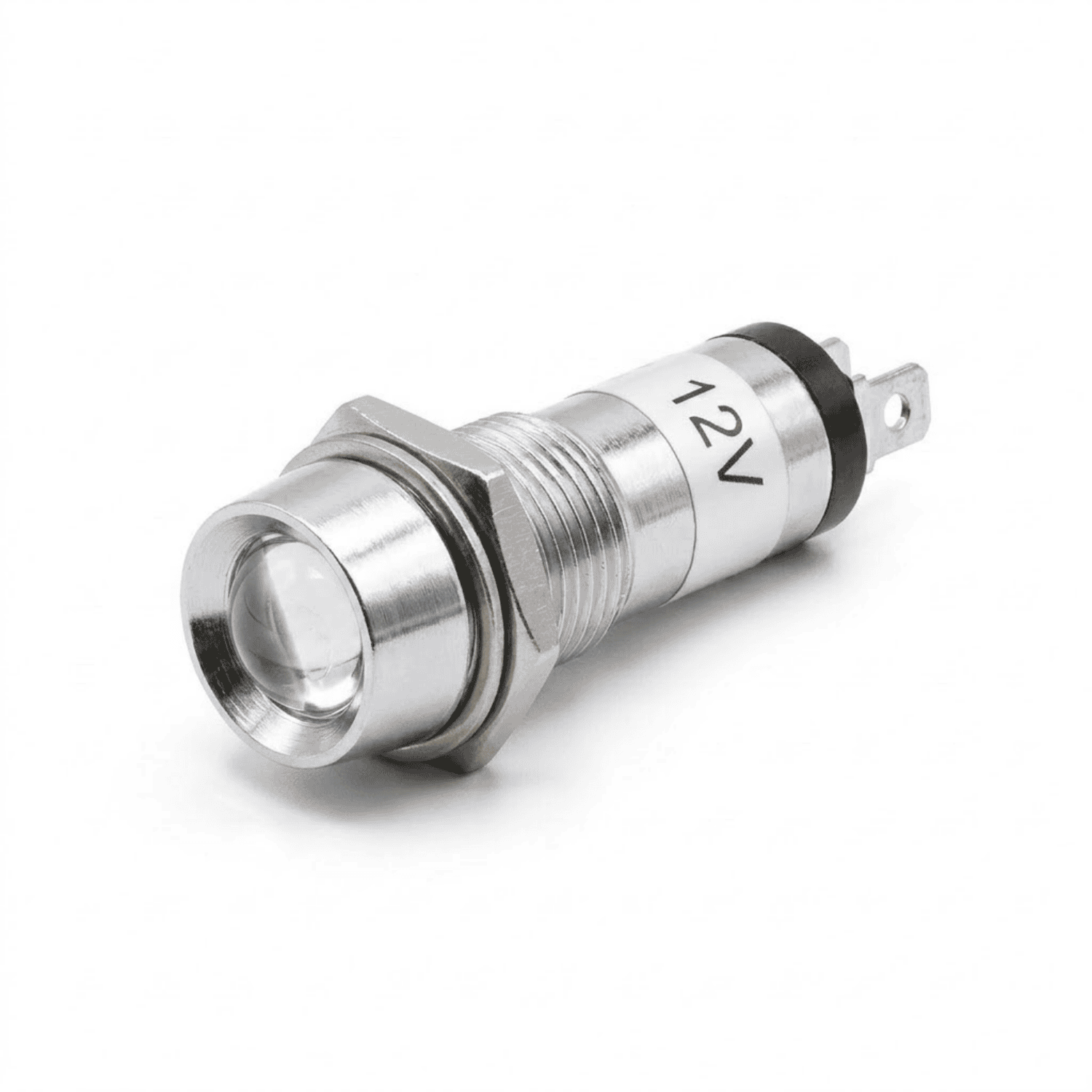 Sinaleiro Metalico 8mm 12V branco