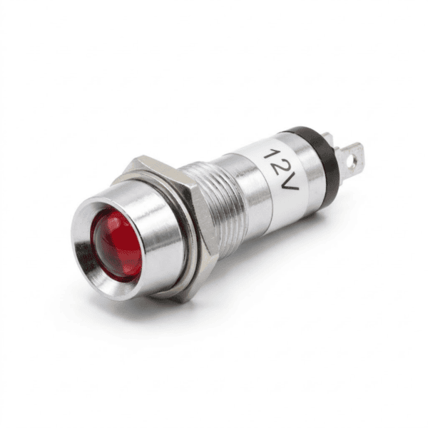 Sinaleiro Metálico Olho de Boi Vermelho 8mm 12V - Metaltex