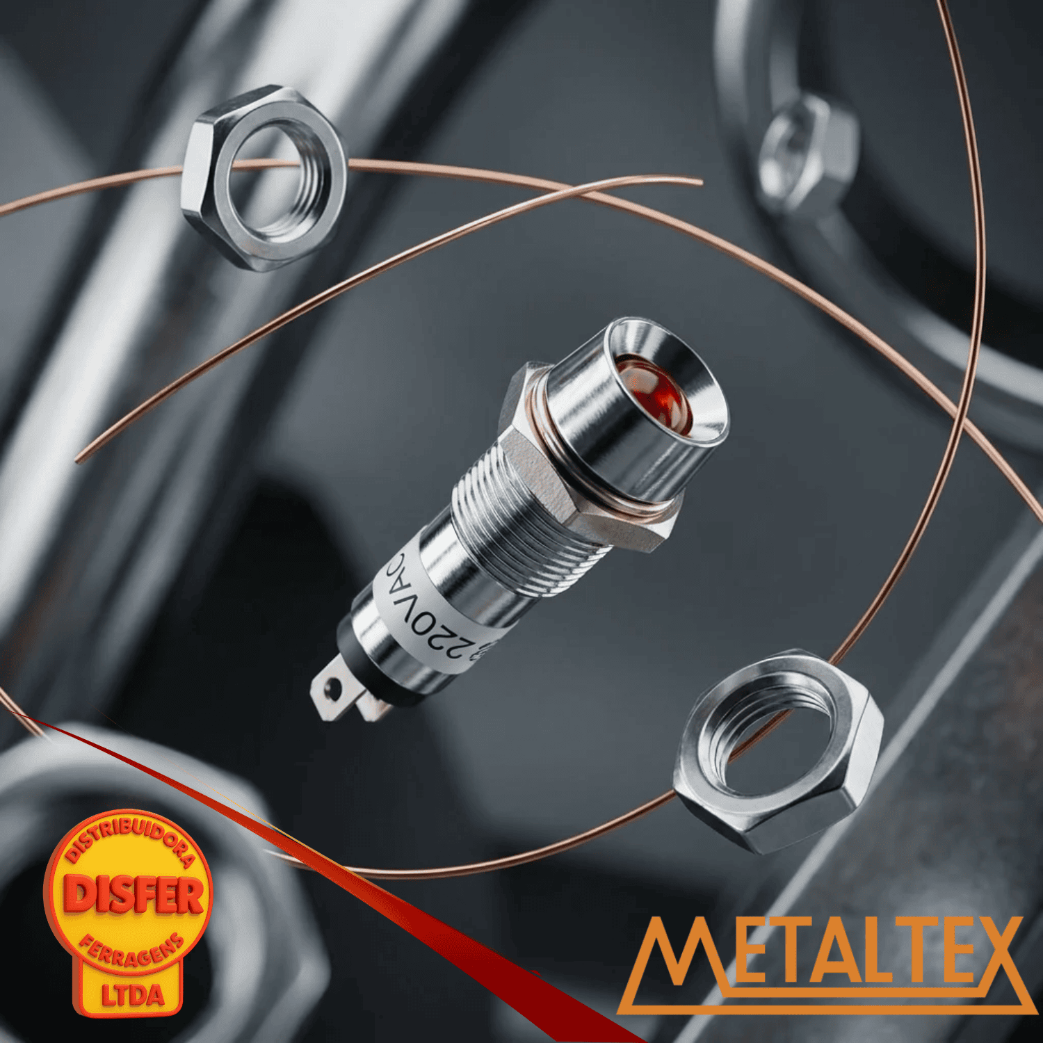 Sinaleiro Metalico 8mm 220V vermelho-