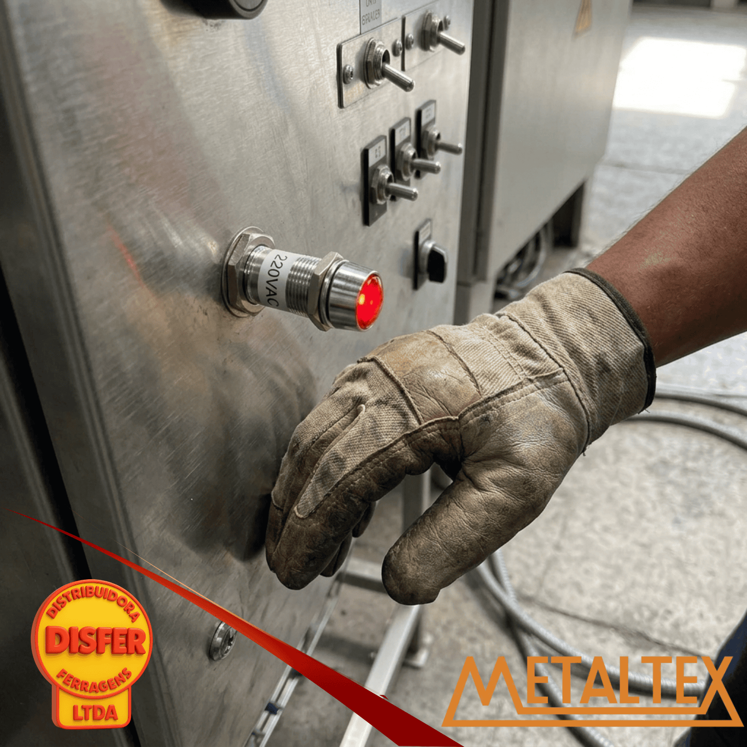 Sinaleiro Metalico 8mm 220V vermelho--