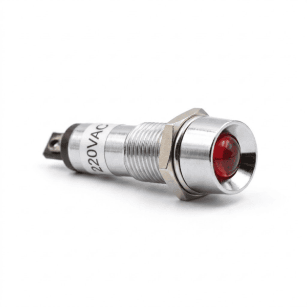 Sinaleiro Metálico Olho de Boi Vermelho 8mm 220V - Metaltex