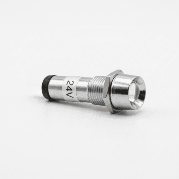 Sinaleiro Metálico Olho de Boi Branco 8mm 24V - Metaltex