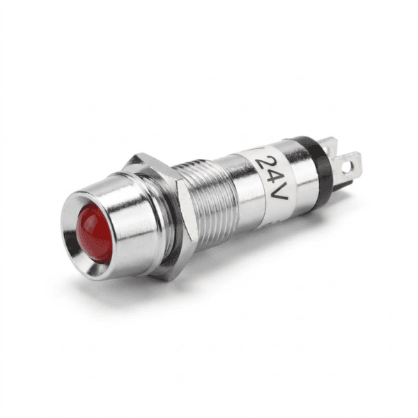 Sinaleiro Metálico Olho de Boi Vermelho 8mm 24V - Metaltex